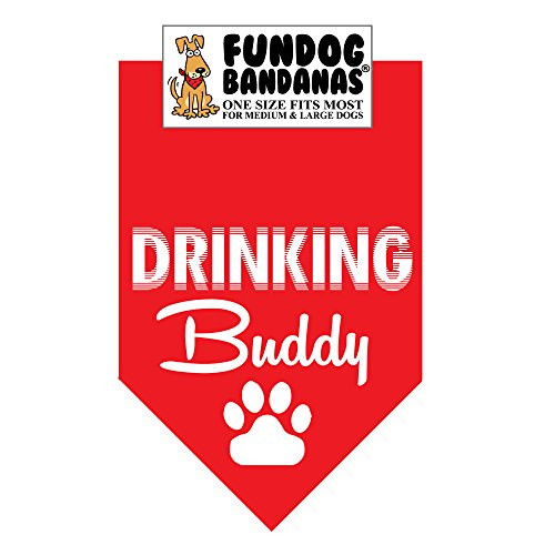 Drinking Buddy Dog Bandana One Size Fits Most for Medium to Large Dogs, Red