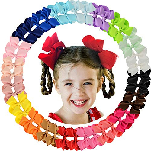 ALinmo 40Pieces 4.5inch  Big Boutique Grosgrain Ribbon Hair Bow Alligator Clips Hair Accessories for Baby Girls Infants Toddler Teens Kids and Children