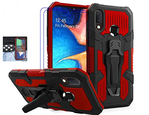 Coverl Samsung Galaxy A20/ A30 Case Not Fit A20S with Tempered Glass Screen Protector, Military Grade Protective Phone Case with Belt Clip Kickstand for Samsung Galaxy A20/ A30 Red