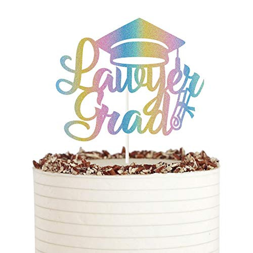 Colourful Glitter Lawyer Grad Cake Topper - Law Grad, Case Closed Cake Decor - 2021 Graduation Party Decorations - Law School Graduation Party Supplies