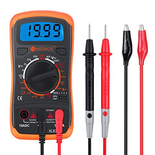 Multimeter Neoteck Pocket Digital Multimeters Multi Tester Voltmeter Ammeter Ohmmeter AC/DC Voltage DC Current Resistance Diodes Transistor Audible Continuity Tester with Backlight LCD