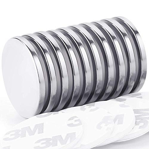FINDMAG N52 Strong Neodymium Disc Magnets with Double-Sided Adhesive, Powerful Permanent Rare Earth Magnets, Fridge, DIY, Building, Scientific, Craft, Office Magnets, 1.26inch D x 1/8inch H - Pack of 10 FINDMAG N52 Strong Neodymium Disc Magnets with Double-Sided Adhesive, Powerful Permanent Rare Earth Magnets, Fridge, DIY, Building, Scientific, Craft, Office Magnets, 1.26inch D x 1/8inch H - Pack of 10