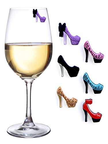 Simply Charmed High Heels Wine Glass Charms & Magnetic Drink Markers Novelty Glass Markers, Set Of 6