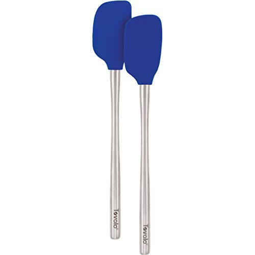 Tovolo Flex-Core Stainless Steel Handled Mini Spatula & Spoonula, Stratus Blue - Set of 2