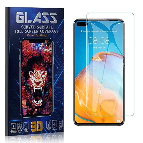 Tempered Glass Screen Protector for Huawei P40, Bear Village HD Crystal Clear Screen Protector Film for Huawei P40, Bubble Free, 9H Hardness, 4 Pack