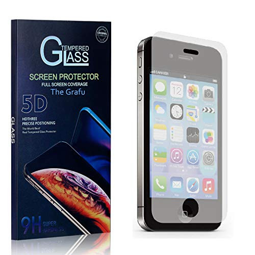 The Grafu Screen Protector for iPhone 4S / iPhone 4, 9H Scratch Resistant Tempered Glass Screen Protector Compatible with iPhone 4S / iPhone 4, Drop Fall Protection, 4 Pack