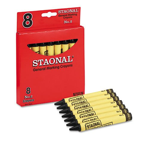 Staonal Marking Crayons, Black, 8/Box, Sold as 1 Each