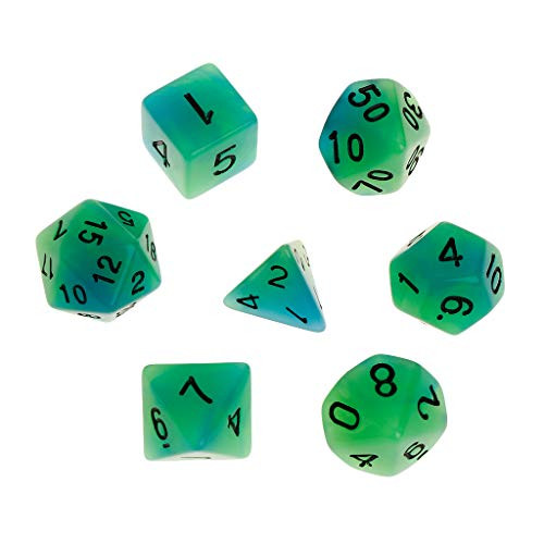 7pcs/Set Luminous Polyhedral Sided Dice D4 D6 D8 D10 D12 D20 Set for Dungeons  and  Dragon D and D RPG Poly Game