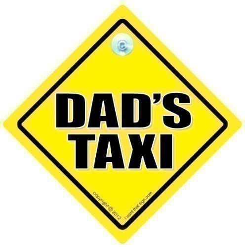 DRIVING iwantthatsign.com Dad's Taxi, Dad's Taxi Car Sign, Dad's Taxi Sign, Dads Taxi, Yellow Text, Bumper Sticker, Dads Taxi Sign, Taxi Sign, DecalRoad Sign,Taxi Sign