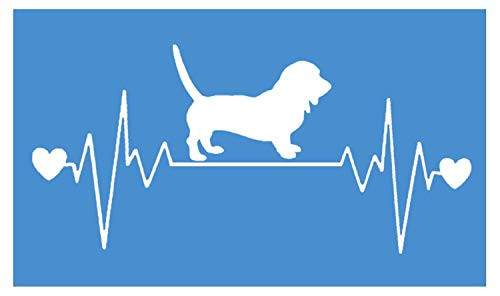 EZ-STIK Basset Hound Heartbeat lifelineI175 8inch Wide Sticker Decal EZ-STIK Basset Hound Heartbeat lifelineI175 8inch Wide Sticker Decal