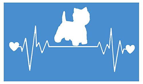 EZ-STIK Westie Heartbeat lifelineI265 8inch  Wide Sticker Decal Dog west highlanderrier