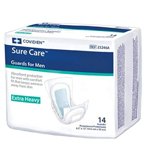 Covidien 23246A Sure Care Guards for Men, Extra Heavy Absorbency, 6-1/2inch  x 13inch  Size Pack of 14