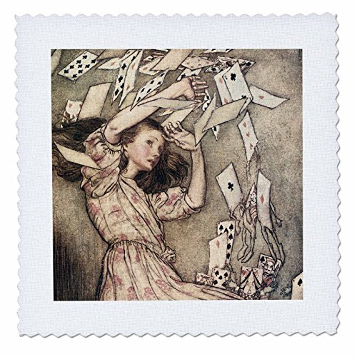 3dRose qs_99319_1 Vintage Alice in Wonderland Playing Cards-Quilt Square, 10 by 10-Inch