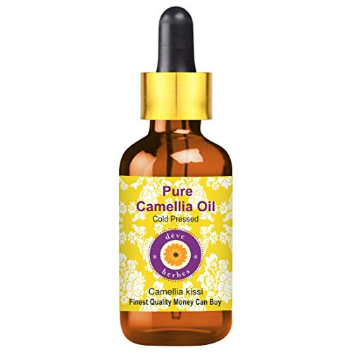 Deve Herbes Pure Camellia Oil Camellia kissi 100 percent Natural Therapeutic Grade Cold Pressed 50ml 1.69 Oz with Glass Dropper