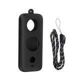 Camera Protective Case for Insta360 One X2, Action Camera Silicone Case Protector Case Antiscratch - Body Caseplus  LanyardBlack