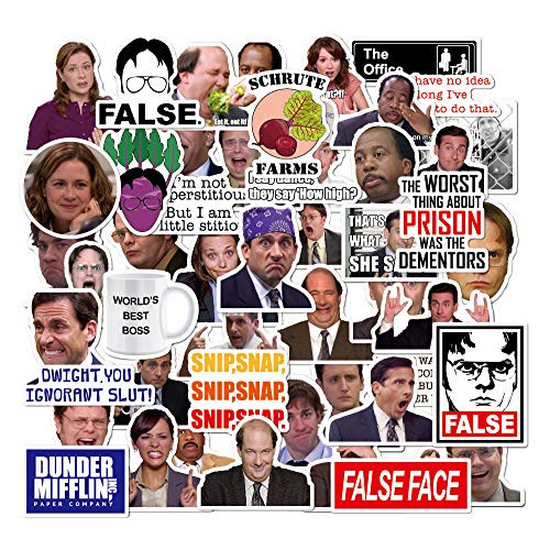 The Office Stickers Pack of 50 - Vinyl Decal MacBook Teen Adults Stickers for Water Bottles Funny Waterproof Dunder Mifflin for Phone Cars Bicycles