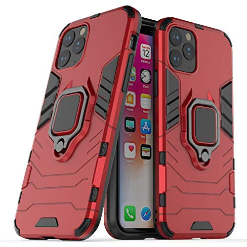 DAMONDY for iPhone 11 Pro 2019 Case,Drop Protection 360 Degree Rotating Ring Holder Kickstand Shock Absorption case Compatible with Magnetic Car Mount case for iPhone 11 Pro 2019 5.8inch -red