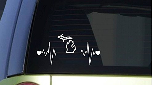 EZ-STIK Michigan LifelineJ156 8inch Wide Sticker Heartbeat Decal EZ-STIK Michigan LifelineJ156 8inch Wide Sticker Heartbeat Decal