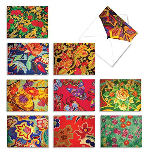 The Best Card Company - Box of 10 All Occasion Note Cards 4 x 5.12 Inch - Blank Assorted Bulk Set - Vegas Carpets M3304