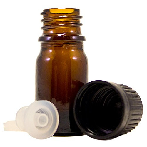 5 ml 1/6 fl oz Amber Glass Bottle with Euro Dropper 12 Pack