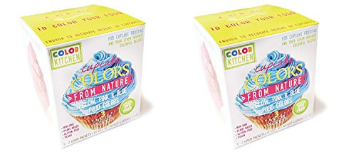 Set of 2 ColorKitchen Cupcake Coloring Set (PINK, YELLOW, and BLUE) - Non-GMO, Plant Based, Gluten-Free bundled by Maven Gifts