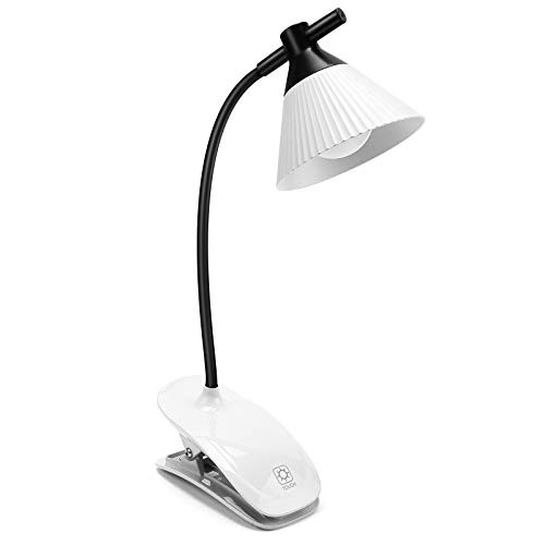 ROCOD Led Lampshade Clip Reading Book Light, Reading Light, Rechargeable Book Light for Reading in Bed, Eye Protection LED Reading Lamp, Clip On Light, Clamp Light, Bed Lamp,Desk lamp White