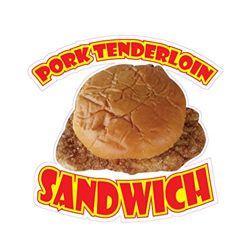 Pork Tenderloin Sandwich Concession Restaurant Die-Cut Window Static Cling 10 inches Inside Glass