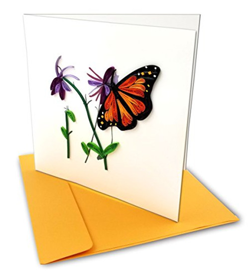 Monarch Butterfly Quilling Greeting Card, 6x6 with Envelope. Any Occasion. Blank Inside. Hand-made. Suitable for Framing.