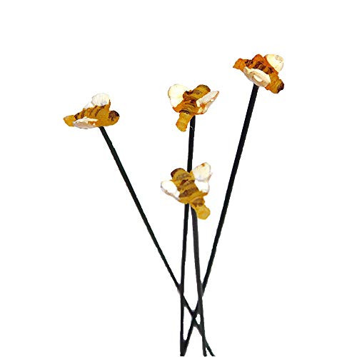 Glow in the Dark Bees, 4 Piece Set for Miniature Garden, Fairy Garden