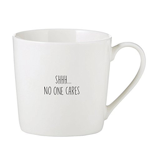 SIPS Drinkware No One Cares Cafe Mug Bone China Coffee Cup, 14 Ounce