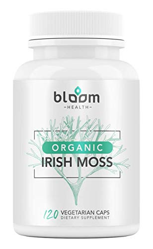 Bloom Health Sea Moss Supplement - Organic Irish Moss for Immune Support - Non-GMO Seamoss Capsules for Thyroid Health - Vegan Raw Seamoss Pills with Organic Bladderwrack Powder - 120 Vegetarian Caps