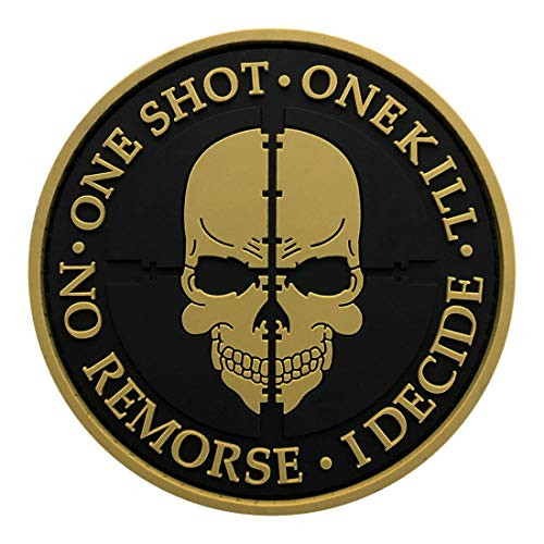 One Shot One Kill No Remorse Sniper Patch 3D-PVC Rubber- 3.0 inch-SH1