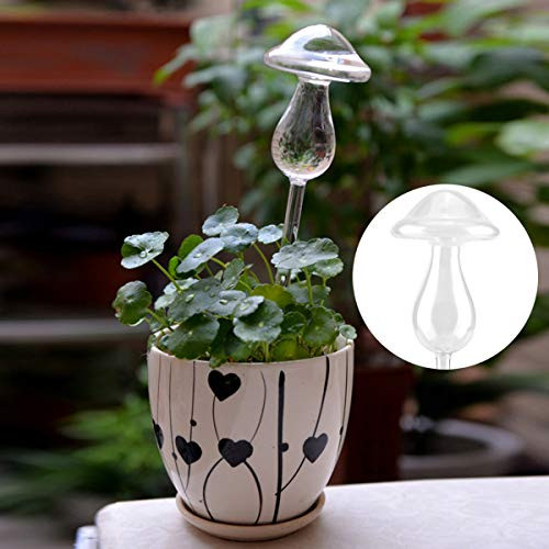 Yuehuam Plant Watering Devices,House Plants Flowers Automatic Self Watering Devices Clear Glass Water Feeder Mushroom Shape Yuehuam Plant Watering Devices,House Plants Flowers Automatic Self Watering Devices Clear Glass Water Feeder Mushroom Shape