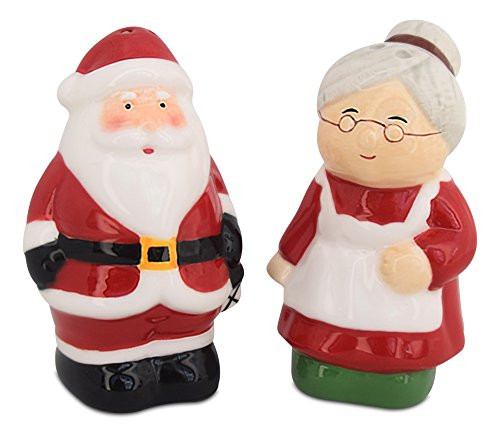Christmas Salt and Pepper Shakers,Santa & Mrs Claus Holiday Ceramic Set, Holiday Decor, Barclay's Buys