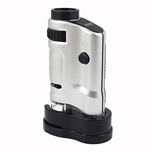 20-40X Portable Pocket Mini Microscope Handheld Magnifying Glass with LED Light for Identification Stamp Collecting Porcelain Coin Jewel Jade
