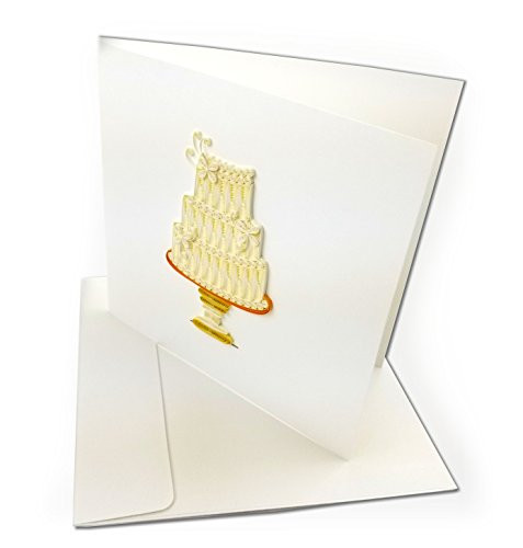 Wedding Cake Quilling Greeting Card, 6x6 with Envelope. Blank Inside. Hand-made. Suitable for Framing.