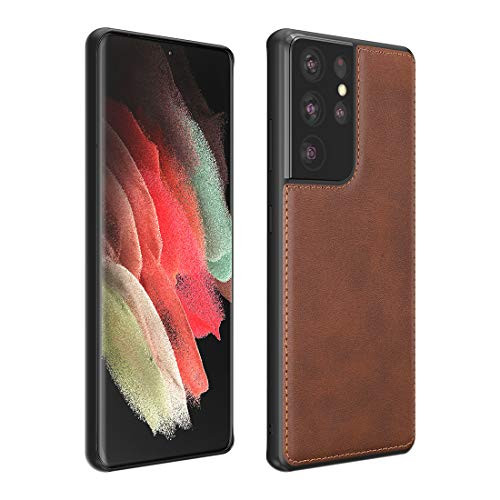 Foluu Galaxy S21 Ultra 5G Case, Galaxy S21 Ultra 5G Leather Case, Ultra Thin Slim Durable Protective Phone Case Cover for Samsung Galaxy S21 Ultra 5G Brown Foluu Galaxy S21 Ultra 5G Case, Galaxy S21 Ultra 5G Leather Case, Ultra Thin Slim Durable Protective Phone Case Cover for Samsung Galaxy S21 Ultra 5G Brown