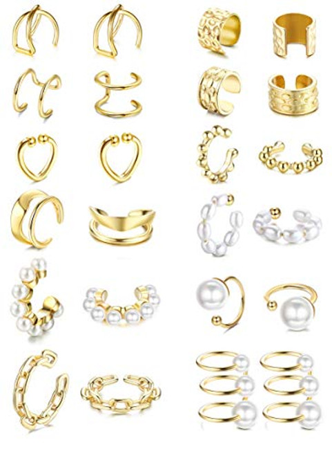 Fiasaso 12 Pairs Ear Cuffs for Non Pierced Ears Gold Plated Cuff Earrings for Women Adjustable Helix Clip on Cartilage Earrings Set Fiasaso 12 Pairs Ear Cuffs for Non Pierced Ears Gold Plated Cuff Earrings for Women Adjustable Helix Clip on Cartilage Earrings Set