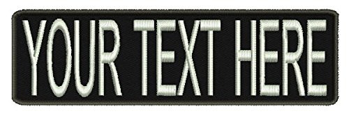 Lanstang Custom Big Text Iron on Name Patch, Personalized/Black/ 1.5Hx5W inches