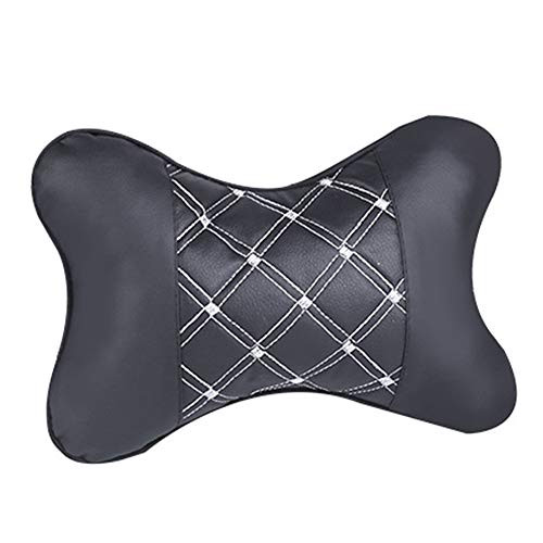 Blackzone Car Seat Headrest Neck Head Support Faux Leather PP Cotton Soft Pillow Cushion Accessories Black White