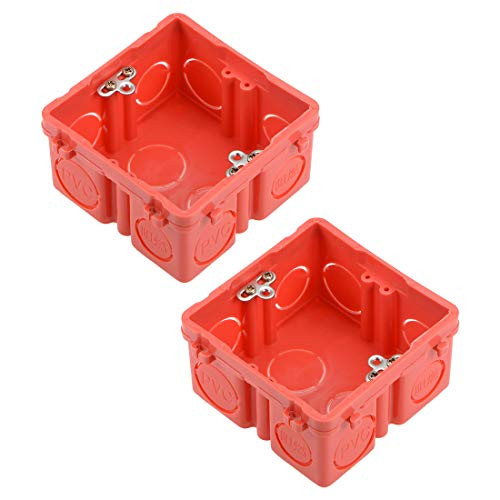uxcell Wall Switch Box Deep Case Recessed Mount 86 Type Single Gang Red 2pcs