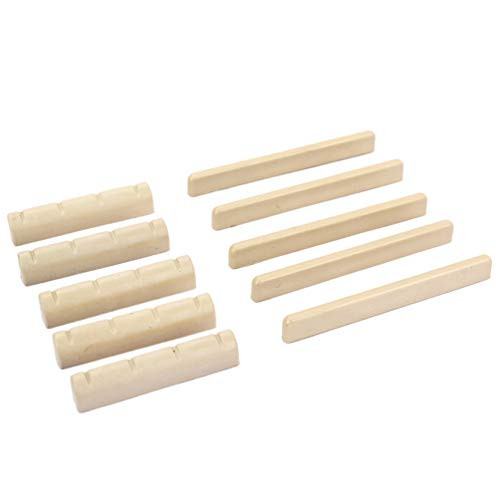 SUPVOX 5 Set Guitar Bridge Saddle and Nut Replacement POM Nut Saddle for 4 String Acoustic Classical Guitar Mandolin Banjo Ukulele Beige