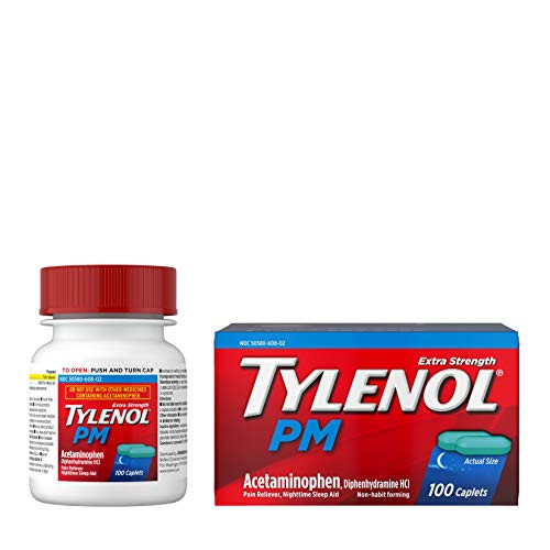 Tylenol PM Extra Strength Pain Reliever  and  Sleep Aid Caplets, 500 mg Acetaminophen, 100 ct
