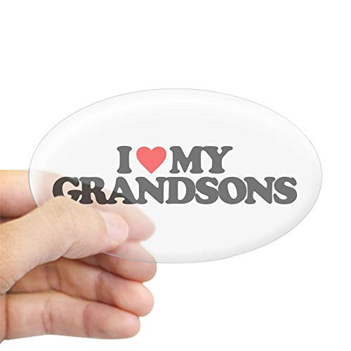 CafePress I Love My Grandsons Oval Bumper Sticker, Euro Oval Car Decal