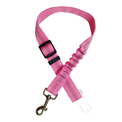 WanYettly Dog Seat Belt Adjustable Durable Nylon Pet Car Safety Seat Belt with Elastic Bungee Buffer Reflective Safety Leads Vehicle Seatbelt Harness for Pets Dogs Cats, Pink