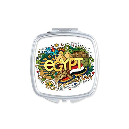 Ancient Egypt Sphinx Pyramid Pattern Mirror Portable Compact Pocket Makeup Double Sided Glass