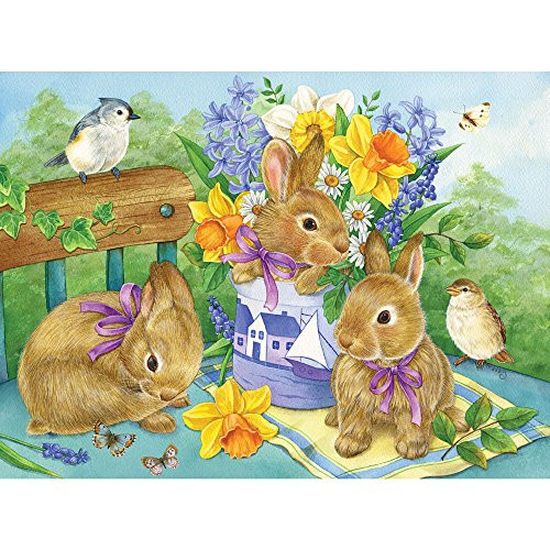 Bits and Pieces - 1000 Piece Jigsaw Puzzle - Bunny Bouquet - by Artist Jane Maday - 1000 pc Rabbit Jigsaw