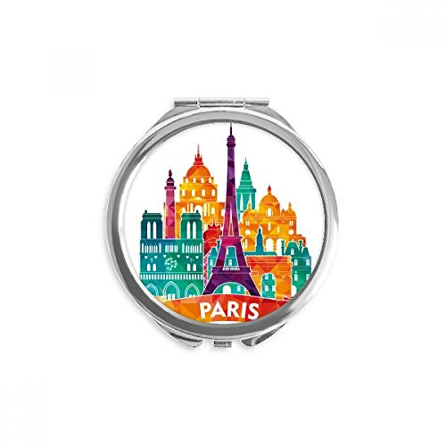 Castle Paris France Eiffel Tower Hand Compact Mirror Round Portable Pocket Glass
