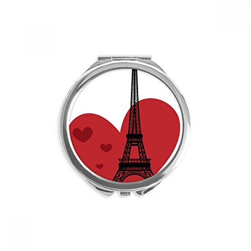 Love Heart Eiffel Tower France Landmark Hand Compact Mirror Round Portable Pocket Glass