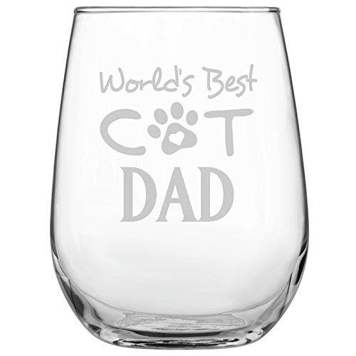 World's Best Cat Dad Stemless Wine Glass • 17oz Engraved Wine Glass • Present for Dad • Birthday • Father's Day • Brother • Uncle • Cat Lover Gift World's Best Cat Dad Stemless Wine Glass • 17oz Engraved Wine Glass • Present for Dad • Birthday • Father's Day • Brother • Uncle • Cat Lover Gift